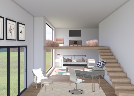 bedroom with loft Design Rendering