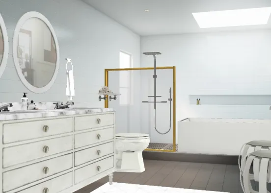 Banheiro branco clássico Design Rendering