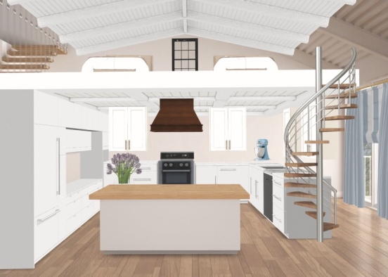 Spiral stair and loft beds Design Rendering