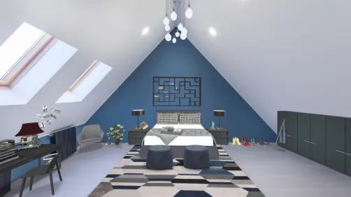 chambre bleu moderne 