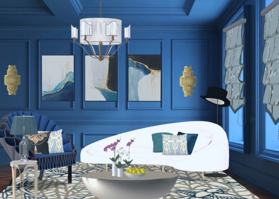 Art Deco Living Room Design Rendering