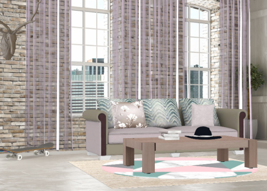 A single ladies living room Design Rendering