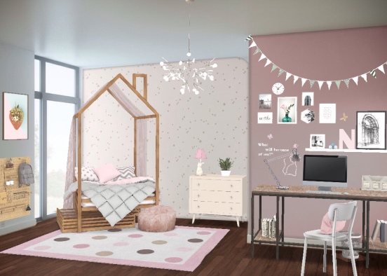 Nordic  Dream teen girl bedroom  Design Rendering