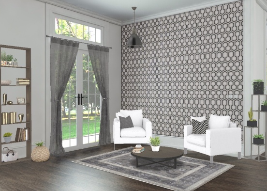 grey livingroom  Design Rendering