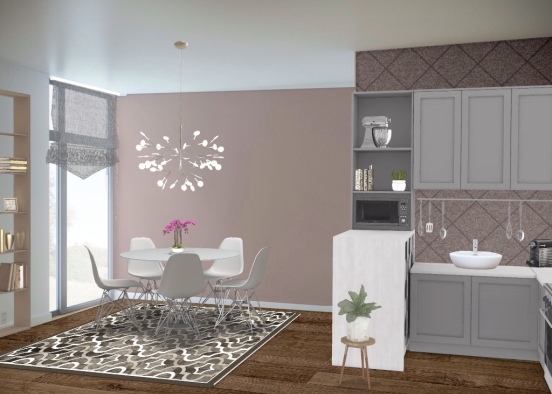 grey &brown kitchen    Design Rendering