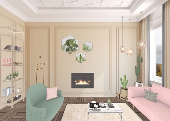 dream pastel livingroom  Design Rendering