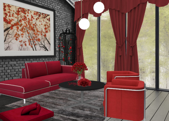 #theredlove#blackn'red#livingroom Design Rendering