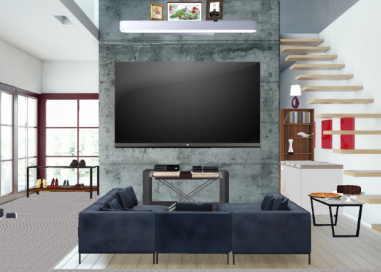 Living Room/Entry Way Design Rendering
