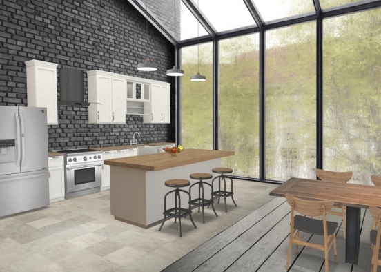 modern farmhouse kitchen Design Rendering