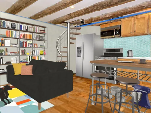 Modern colorful carriage house makeover