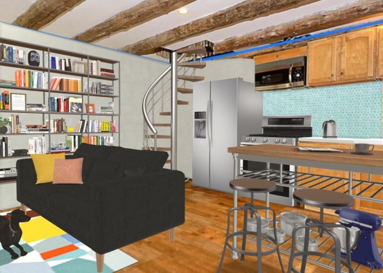 Modern colorful carriage house makeover Design Rendering