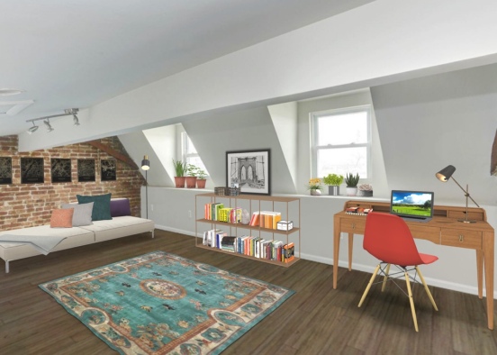 attic study and guest bedroom  Design Rendering