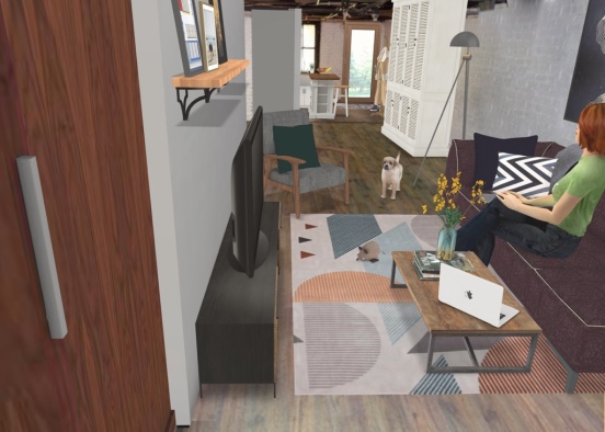 Basement Living Room - Cozy Contemporary Design Rendering