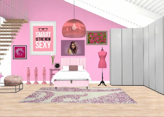 Camera da letto in rosa  Design Rendering