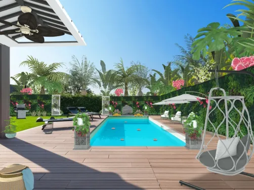 outdoor tropical oasis