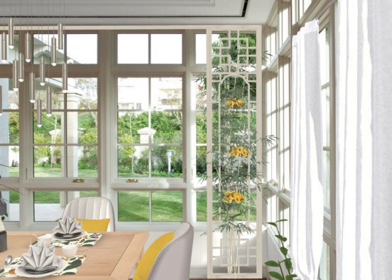Simple Beautiful Dining Room Design Rendering