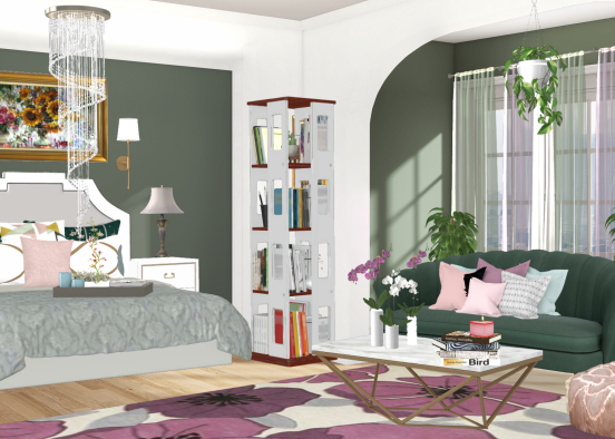 #green#pink#bedroom Design Rendering