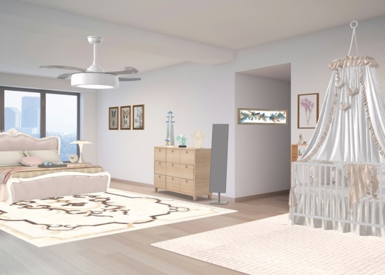 Light Master Bedroom with Baby Design Rendering