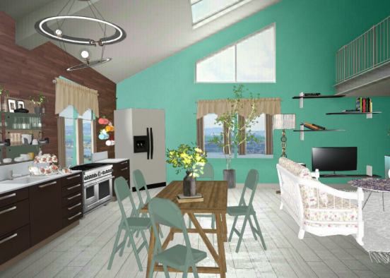 Living room facing the blue ocean by glori Design Rendering