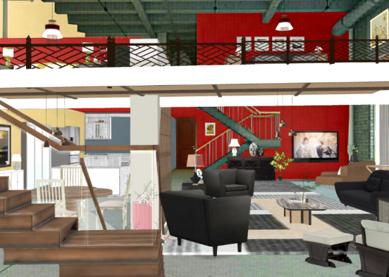 Are new home . the living room and dinning area by glori Design Rendering
