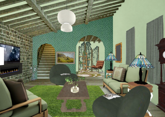 Green living room by glori Design Rendering