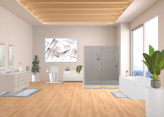 big sized bathroom Design Rendering