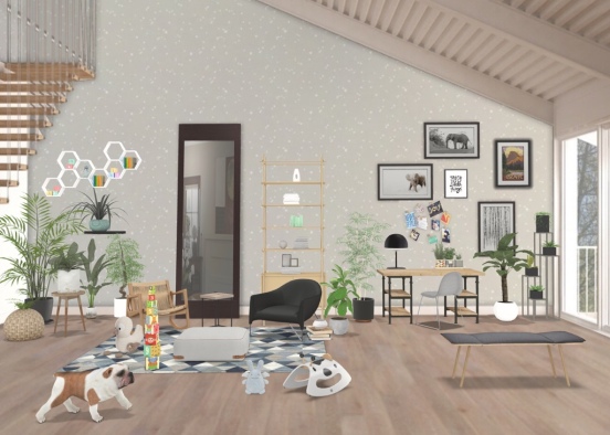 Airy playroom and hangout area Design Rendering