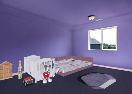 bedroom for mum dad and baby girl  Design Rendering