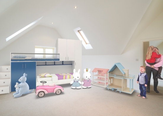 5. year old boy and girl bedroom  Design Rendering