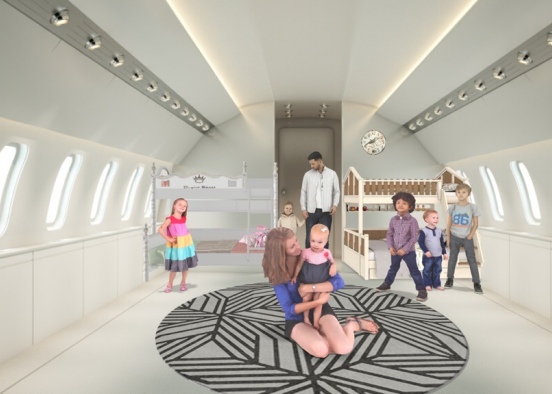 private jet 3 boys 3 girls bedroom  Design Rendering