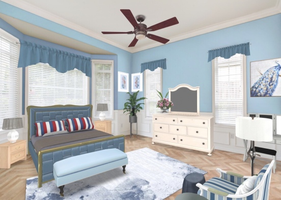 Pretty Blue Bedroom Design Rendering