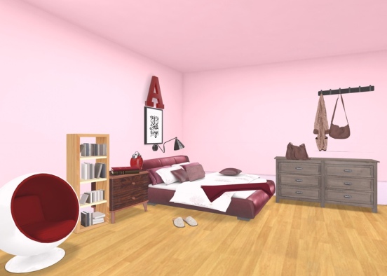Alexis room red and pink Design Rendering
