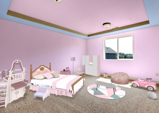 girly bedroom Design Rendering