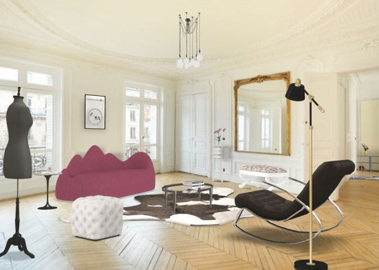 A Parisian fashionista's living room 💖  Design Rendering