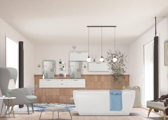 Scandinavian style bathroom ! 💙✨ Design Rendering