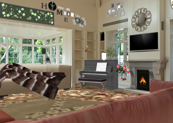 Entertainment Living Room Design Rendering