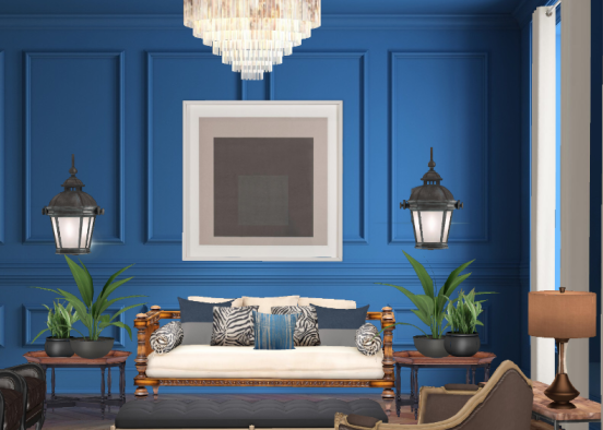 Living room blue Design Rendering