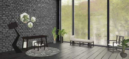 chic black plant office