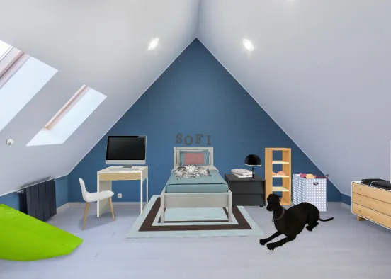 Dormitorio moderno de preadolescente  Design Rendering