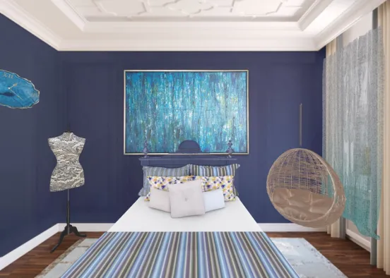 bedroom blue Design Rendering