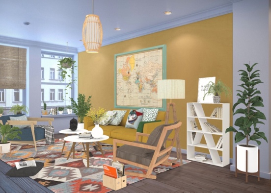 Scandinavian style living room Design Rendering