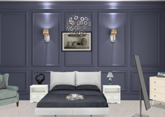 Chambre bleu nuis Design Rendering