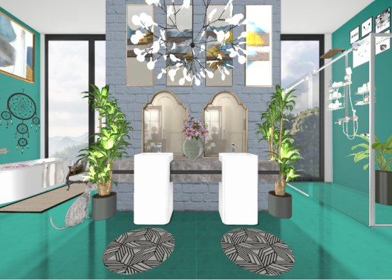 Tropical bathroom Design Rendering