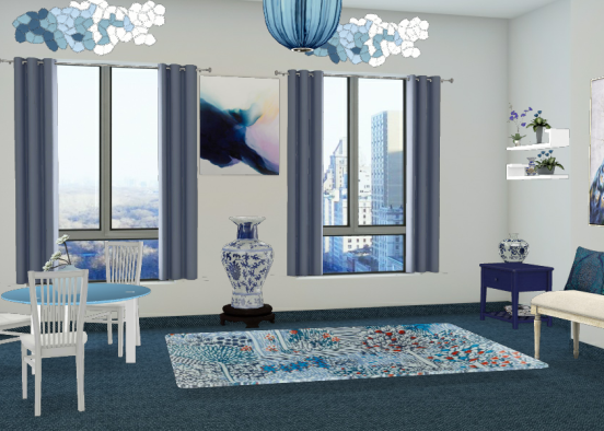 Blue-white room Design Rendering