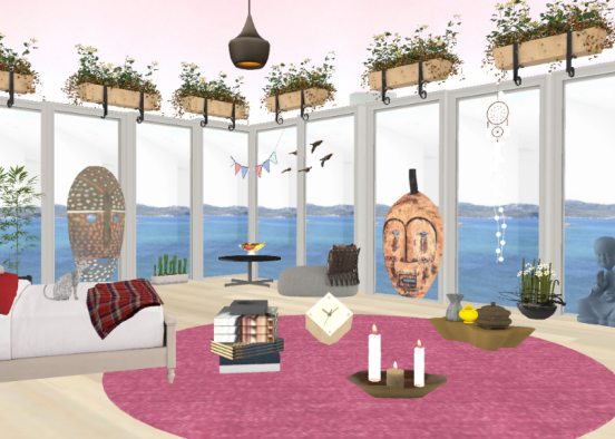 Attic bedroom sea Design Rendering