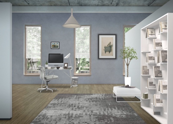 gray and green office Design Rendering
