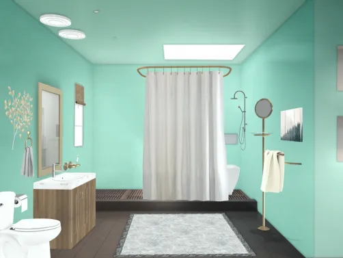 turquoise-gold-white bathroom
