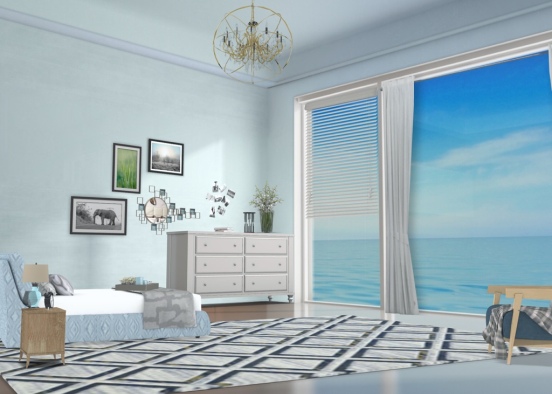 modern ocean view bedroom Design Rendering
