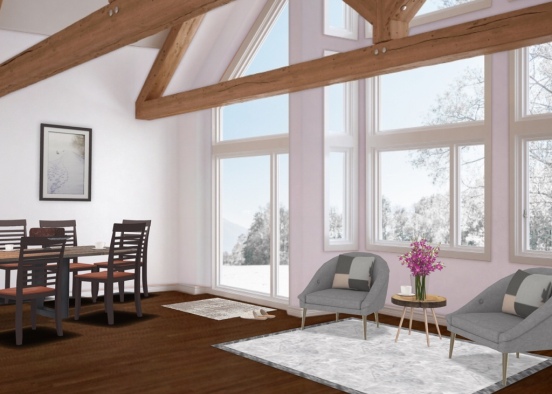 cozy snow day living room Design Rendering