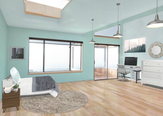 modern turquoise bedroom Design Rendering